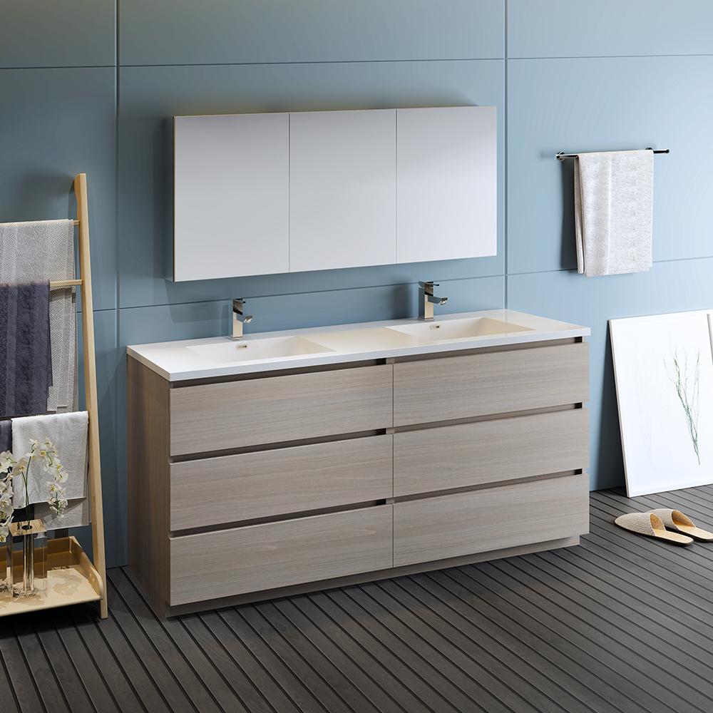 Fresca-Lazzaro-72"-Gray-Wood-Free-Standing-Double-Sink-Modern-Bathroom-Vanity-w/-Medicine-Cabinet-(FVN93-3636MGO-D)