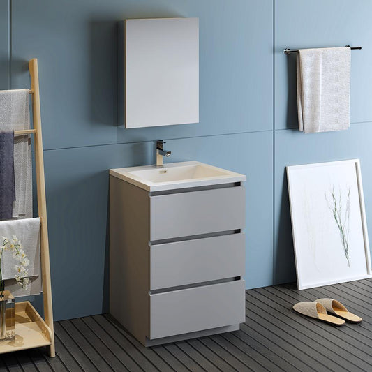 Fresca-Lazzaro-24"-Gray-Free-Standing-Modern-Bathroom-Vanity-w/-Medicine-Cabinet-(FVN9324GR)