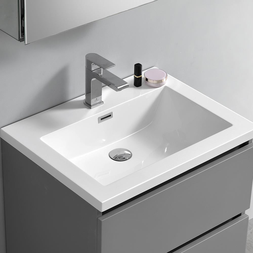 Fresca Lazzaro 24" Gray Free Standing Modern Bathroom Vanity w/ Medicine Cabinet