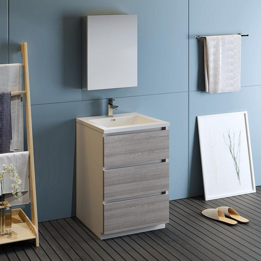 Fresca-Lazzaro-24"-Glossy-Ash-Gray-Free-Standing-Modern-Bathroom-Vanity-w/-Medicine-Cabinet-(FVN9324HA)