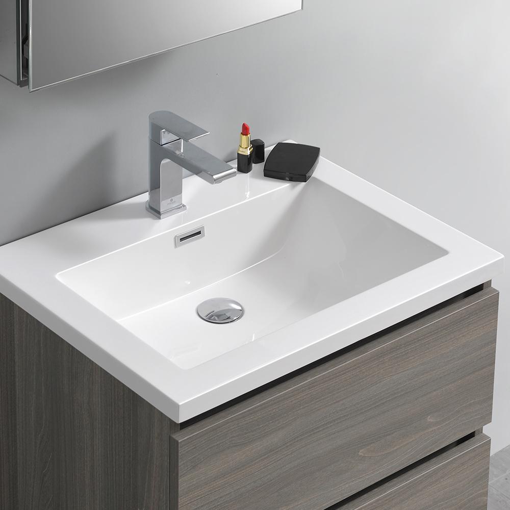 Fresca Lazzaro 24" Gray Wood Free Standing Modern Bathroom Vanity w/ Medicine Cabinet