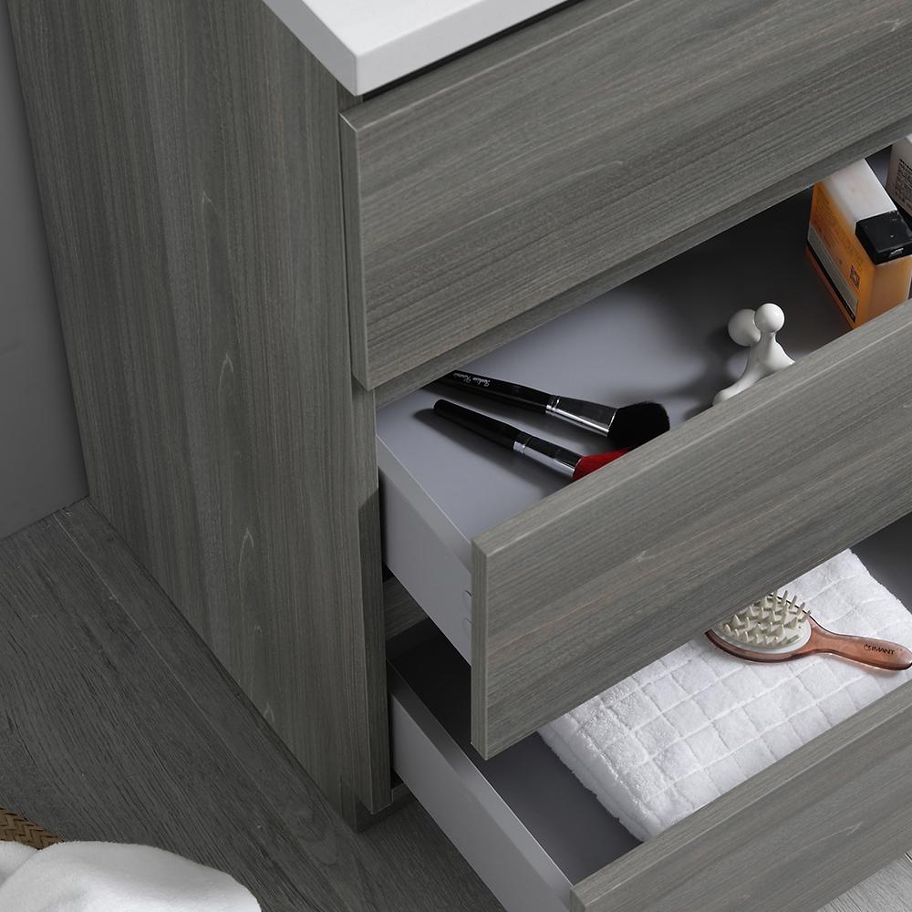 Fresca Lazzaro 24" Gray Wood Free Standing Modern Bathroom Vanity w/ Medicine Cabinet