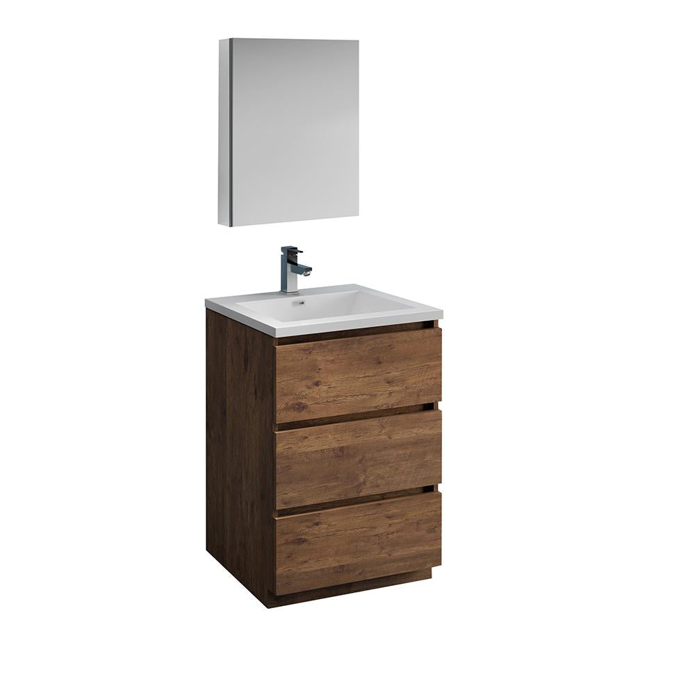 Fresca Lazzaro 24" Rosewood Free Standing Modern Bathroom Vanity w/ Medicine Cabinet