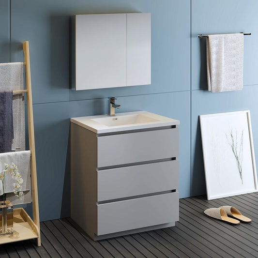 Fresca-Lazzaro-30"-Gray-Free-Standing-Modern-Bathroom-Vanity-w/-Medicine-Cabinet-(FVN9330GR)