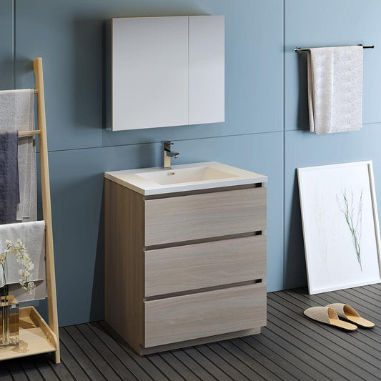 Fresca-Lazzaro-30"-Gray-Wood-Free-Standing-Modern-Bathroom-Vanity-w/-Medicine-Cabinet-(FVN9330MGO)