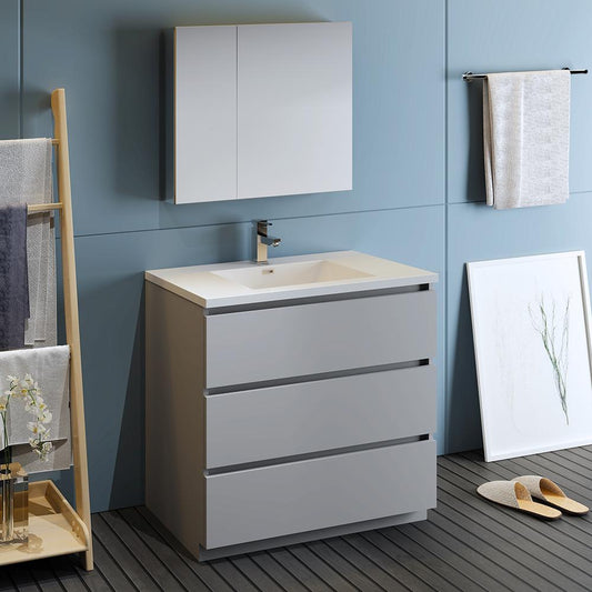 Fresca-Lazzaro-36"-Gray-Free-Standing-Modern-Bathroom-Vanity-w/-Medicine-Cabinet-(FVN9336GR)