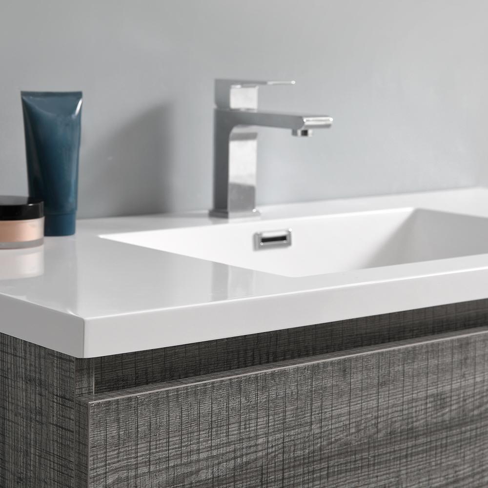Fresca Lazzaro 42" Glossy Ash Gray Free Standing Modern Bathroom Vanity w/ Medicine Cabinet
