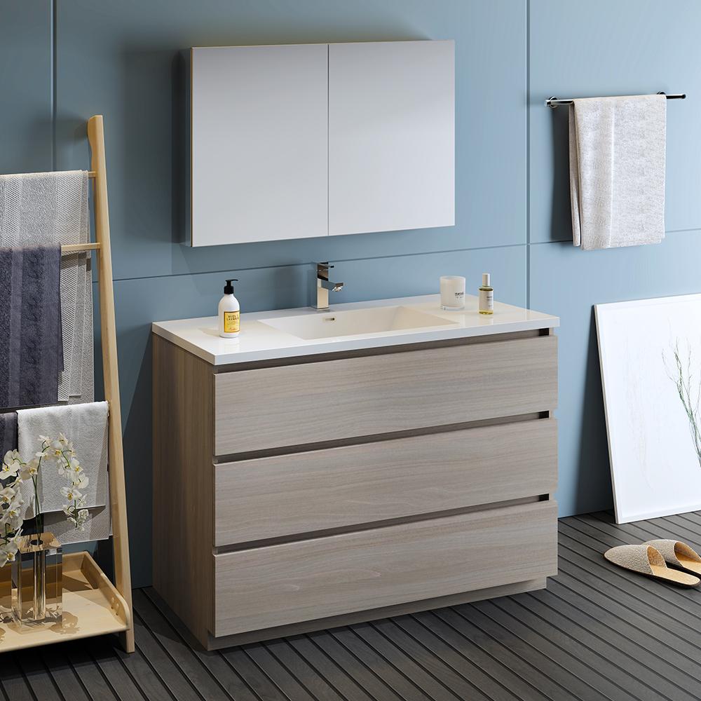Fresca-Lazzaro-48"-Gray-Wood-Free-Standing-Modern-Bathroom-Vanity-w/-Medicine-Cabinet-(FVN9348MGO)