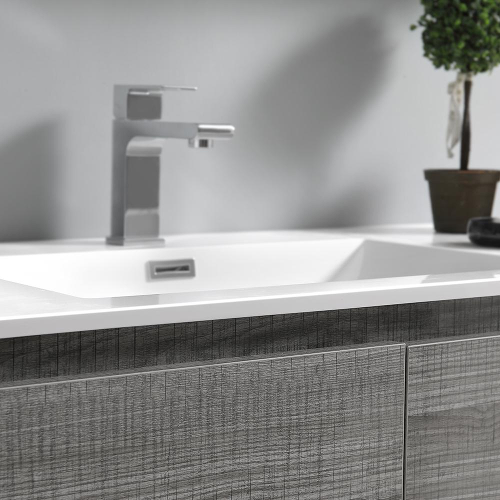 Fresca Lazzaro 60" Glossy Ash Gray Free Standing Single Sink Modern Bathroom Vanity w/ Medicine Cabinet