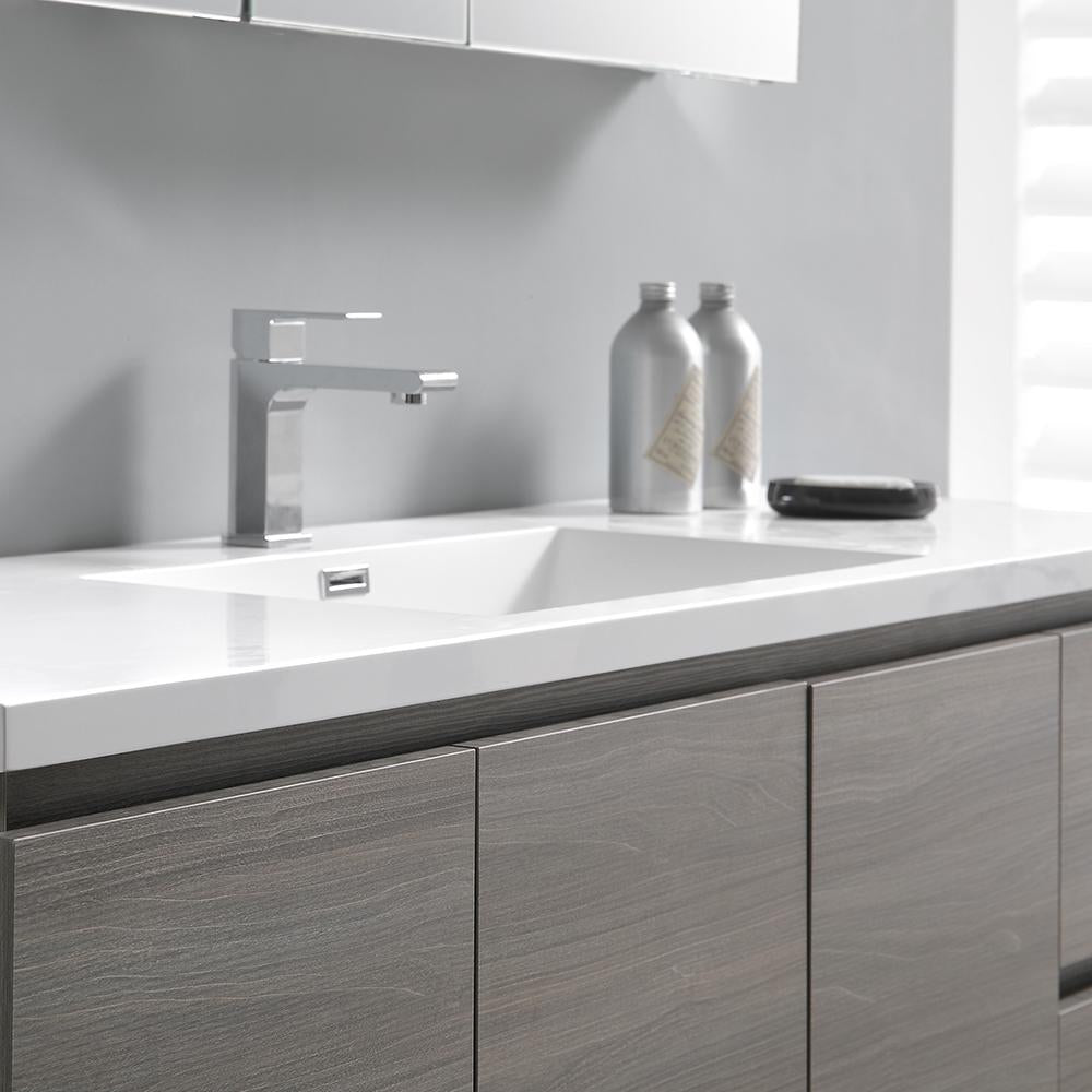 Fresca Lazzaro 60" Gray Wood Free Standing Single Sink Modern Bathroom Vanity w/ Medicine Cabinet