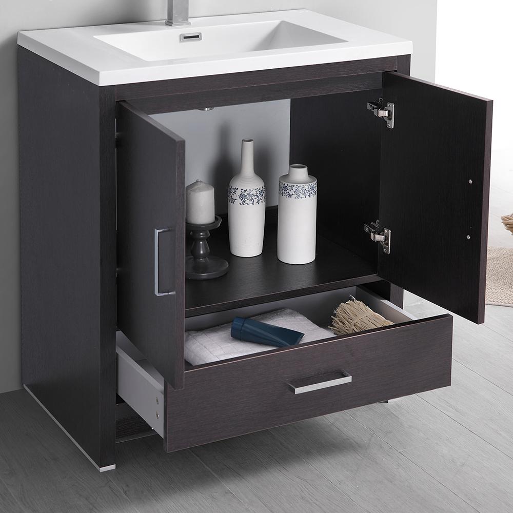 Fresca Imperia 30" Dark Gray Oak Free Standing Modern Bathroom Vanity w/ Medicine Cabinet