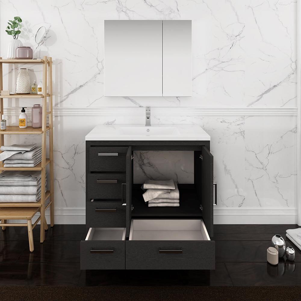 Fresca Imperia 36" Dark Gray Oak Free Standing Modern Bathroom Vanity w/ Medicine Cabinet- Left Version