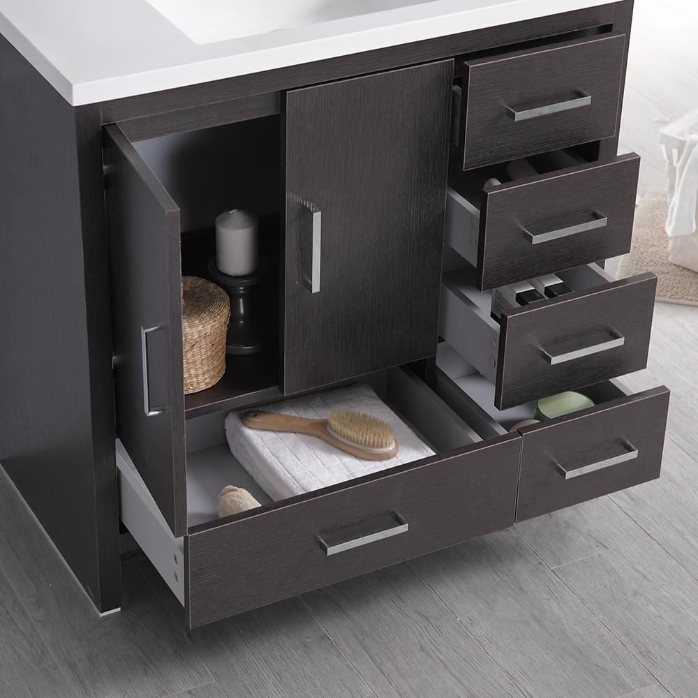 Fresca Imperia 36" Dark Gray Oak Free Standing Modern Bathroom Vanity w/ Medicine Cabinet - Right Version