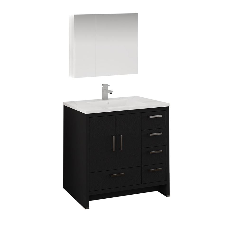 Fresca Imperia 36" Dark Gray Oak Free Standing Modern Bathroom Vanity w/ Medicine Cabinet - Right Version