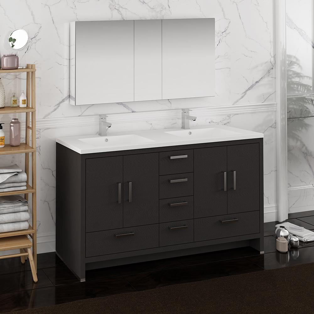 Fresca-Imperia-60"-Dark-Gray-Oak-Free-Standing-Double-Sink-Modern-Bathroom-Vanity-w/-Medicine-Cabinet-(FVN9460DGO-D)