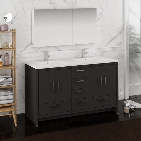 Fresca-Imperia-60"-Dark-Gray-Oak-Free-Standing-Double-Sink-Modern-Bathroom-Vanity-w/-Medicine-Cabinet-(FVN9460DGO-D)
