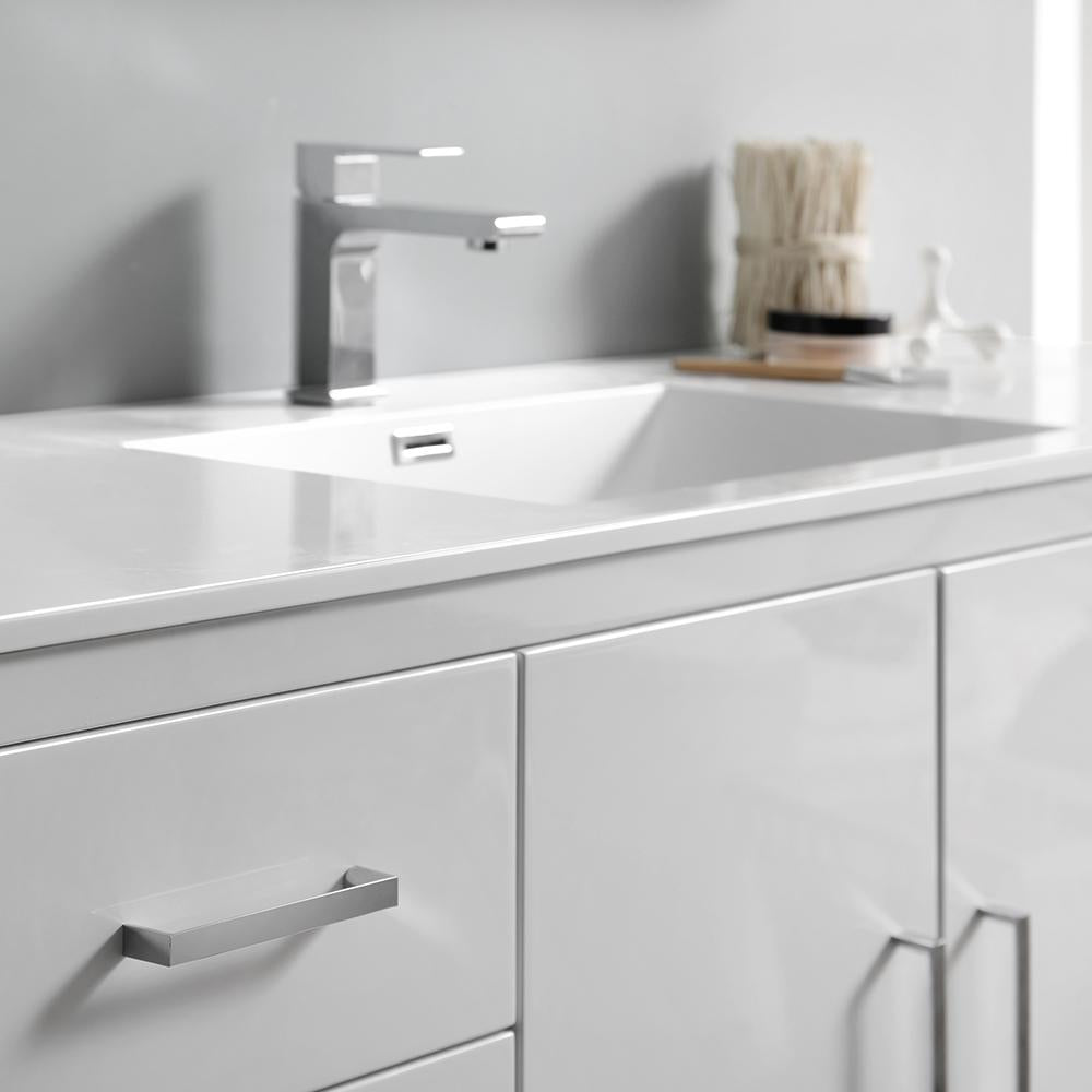 Fresca Imperia 60" Glossy White Free Standing Single Sink Modern Bathroom Vanity w/ Medicine Cabinet