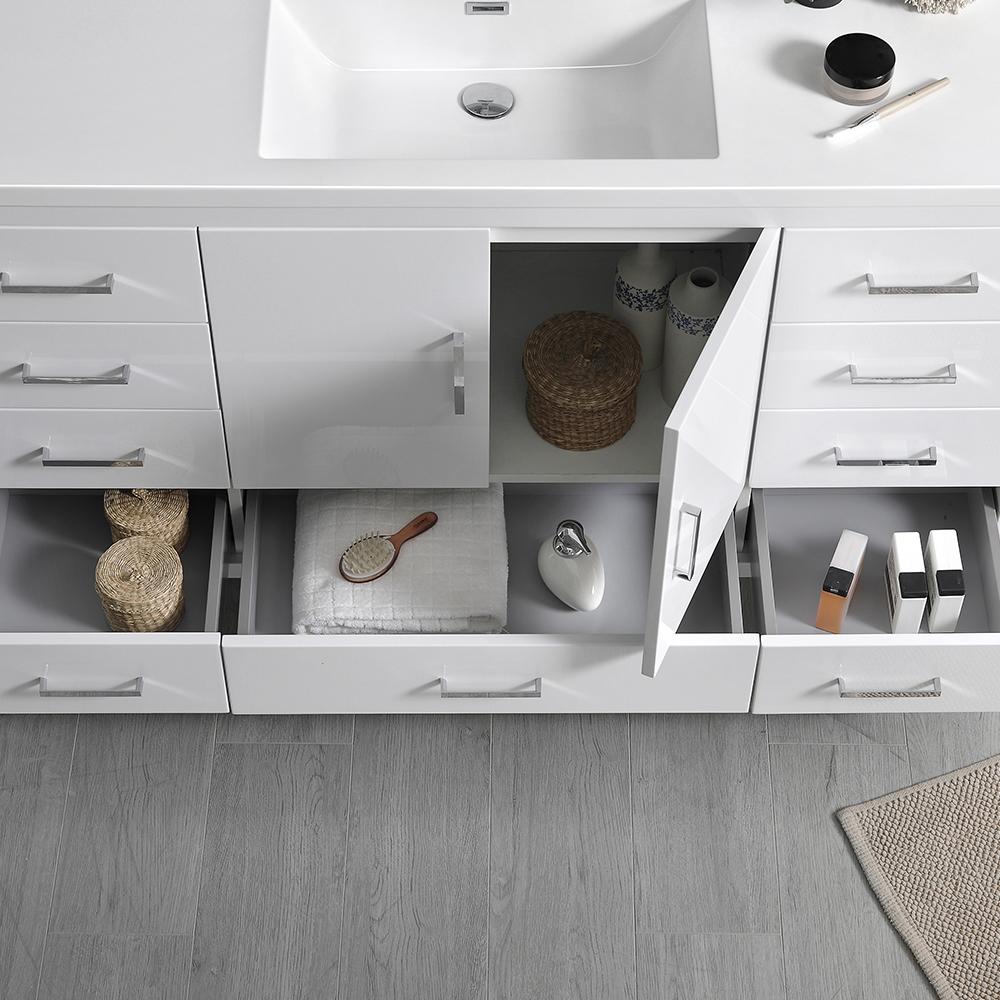 Fresca Imperia 60" Glossy White Free Standing Single Sink Modern Bathroom Vanity w/ Medicine Cabinet