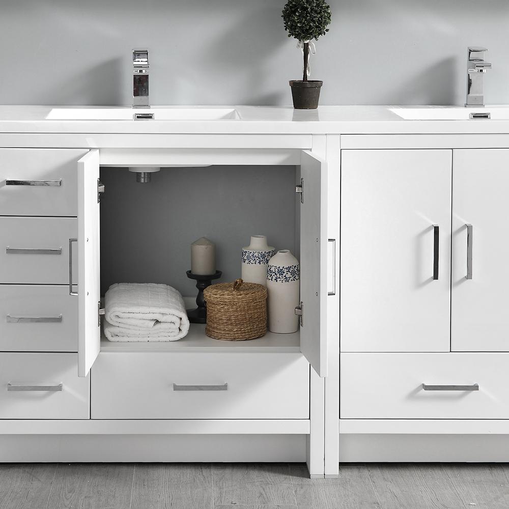 Fresca Imperia 72" Glossy White Free Standing Double Sink Modern Bathroom Vanity w/ Medicine Cabinet